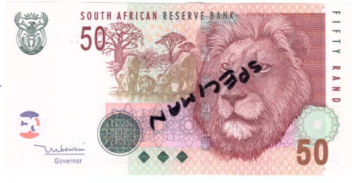 T T MBOWENI FIFTY RAND SOUTH AFRICAN BANK NOTE 2nd ISSUE DOUBLE AA SERIES