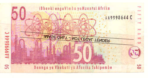 T T MBOWENI R50 RAND SOUTH AFRICAN BANK NOTE 2nd ISSUE DOUBLE AA