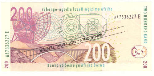 T T MBOWENI R200 RAND SOUTH AFRICAN BANK NOTE 2nd ISSUE DOUBLE AA
