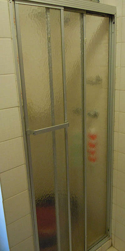 SILVER  ALUMINIUM  SLIDING SHOWER DOORS
