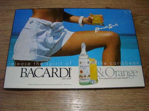 BACARDI ADVERTISING SIGNAGE ON BOARD.