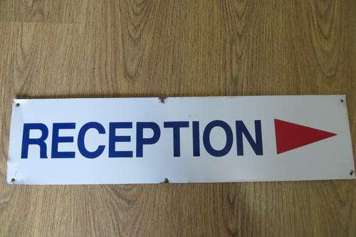 "RECEPTION" METAL SIGN