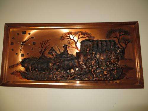 VOORTREKKER AFRICANA CLOCK COPPER PLAQUE....(Made by Gastone)