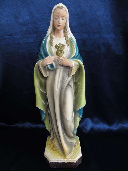 CATHOLIC SACRED HEART OF VIRGIN MARY STATUE...MARKED AND NUMBERED (MADE IN GERMANY)
