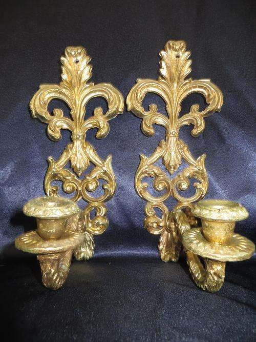 ROMANTIC MATCHED PAIR OF HEAVY ORNATE CANDLE WALL SCONCES...BEAUTIFUL!!