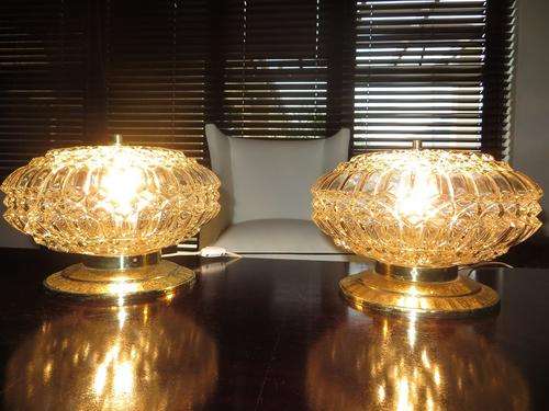 PAIR OF STUNNING PRESSED GLASS TABLE LAMPS....ART DECO??