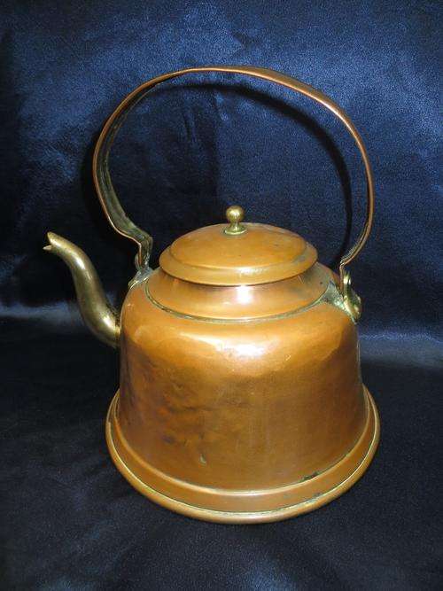 Antique Large Copper & Brass Kettle (With Markers mark)