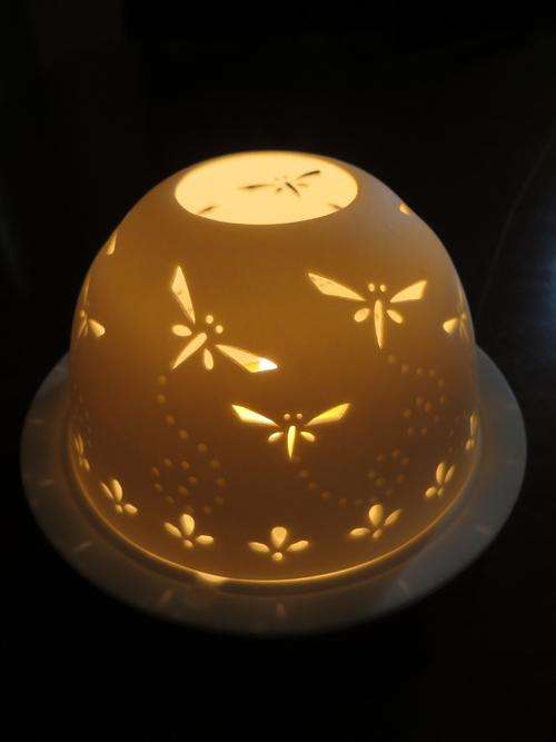Luna Porcelain Vista Votive Dragonflies Candle Holder