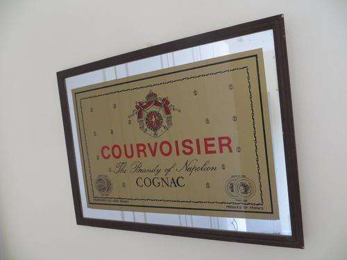 VINTAGE COURVOISIER COGNAC FRAMED MIRRORED SIGN RARE..NAPOLEAN BRANDY