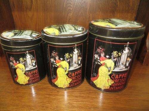 FANTASTIC VINTAGE COLLECTION OF ITALIAN COFFEE ESPRESSO CAFE TINS