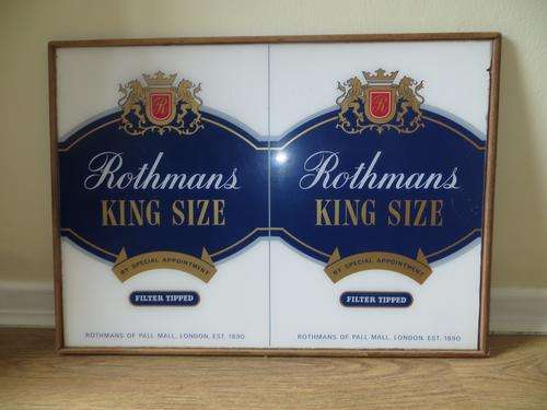 Framed Old Rothmans King Size Cigarettes Perspex Advertising Sign