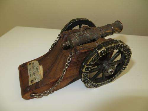 Vintage Wood & Metal Canon Artilleria Imperial SIGLO XVI Figure