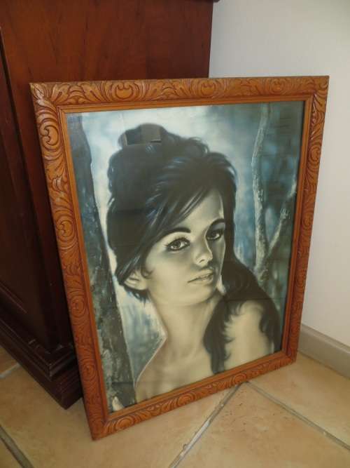 Large Original Vintage 1960s Retro JH Lynch Tina Tahitian Print, Rare Kitsch