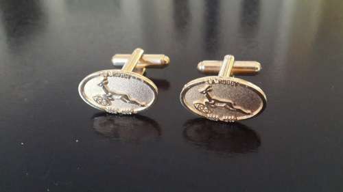 SPRINGBOK SOUTH AFRICAN RUGBY CUFFLINKS (CELEBRATING 1889-1989)