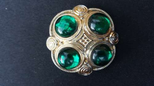 Byzantine Style Round Vintage Brooch