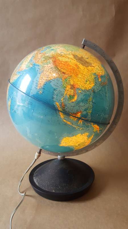 Vintage German World Rotating Globe Lamp