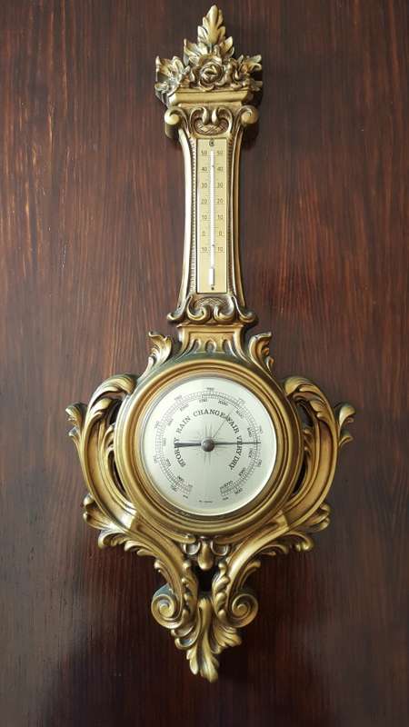Vintage West Germany Gilt Ornate Barometers and Thermometer