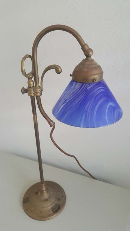 Vintage Brass Adjustable Desk Banker/Library Lamp