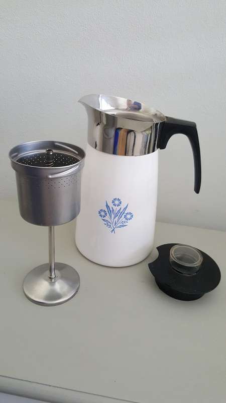 Corning Ware P-149 Country Cornflower Blue 10 Cup Coffee Pot Percolator New