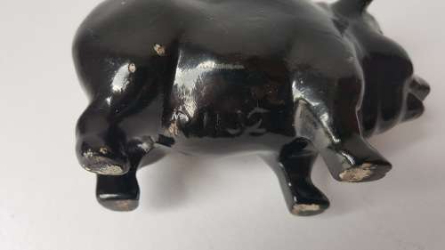 Vintage Ceramic Black Pig Piggy Bank Money Box (Made in England)