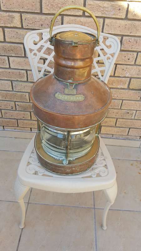 Very Large and Heavy Antique Solid Copper Ship's ENGLAND Masthead Lantern