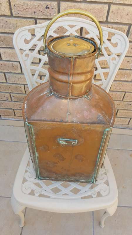 Very Large and Heavy Antique Solid Copper Ship's ENGLAND Masthead Lantern