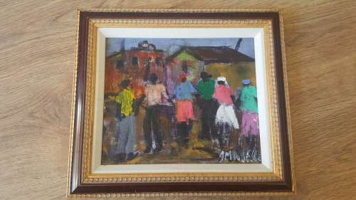 Joe Maseko (1940 - 2008) Original Oil Painting Signed and Framed