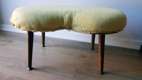 Retro Mid Century Kidney Footstool - Ottoman (Fluffy cover included)