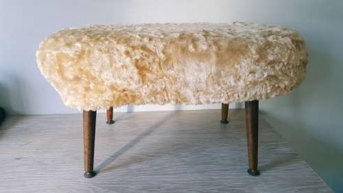 Retro Mid Century Kidney Footstool - Ottoman (Fluffy cover included)