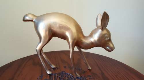 LARGE Vintage Brass Deer/Fawn Sculpture