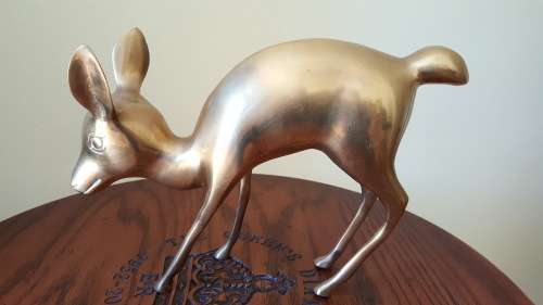 LARGE Vintage Brass Deer/Fawn Sculpture
