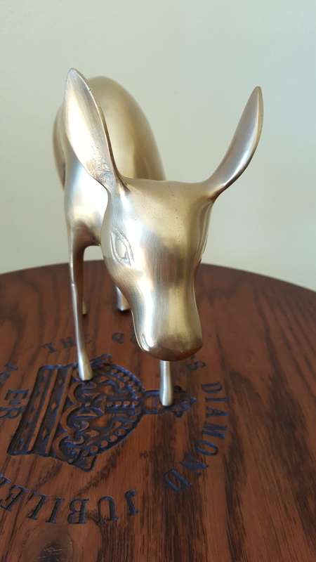 LARGE Vintage Brass Deer/Fawn Sculpture