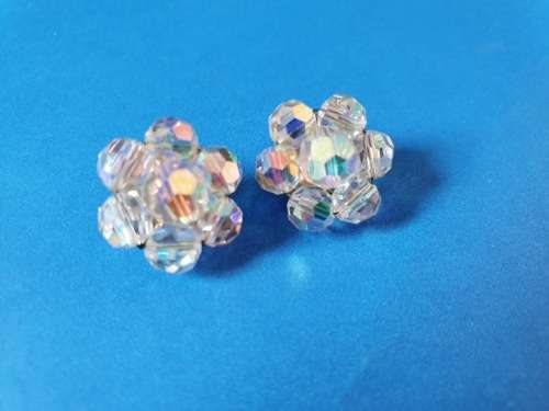 Vintage Aurora borealis, crystal West Germany Clip-on Cluster Earrings
