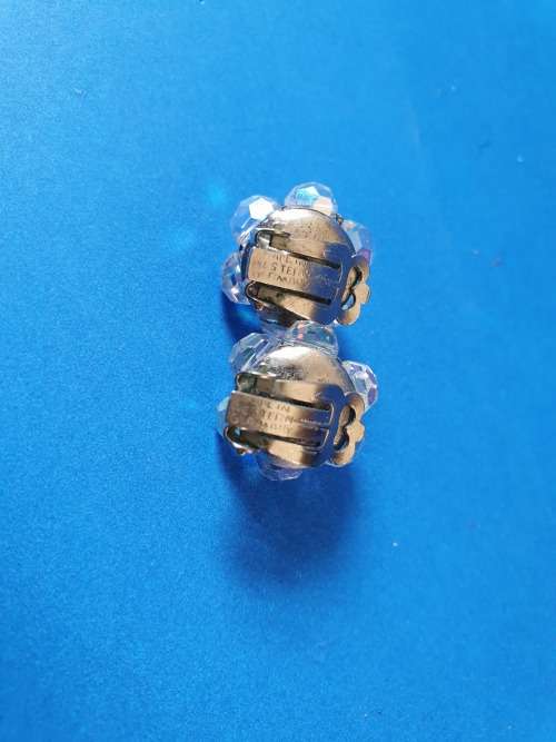 Vintage Aurora borealis, crystal West Germany Clip-on Cluster Earrings