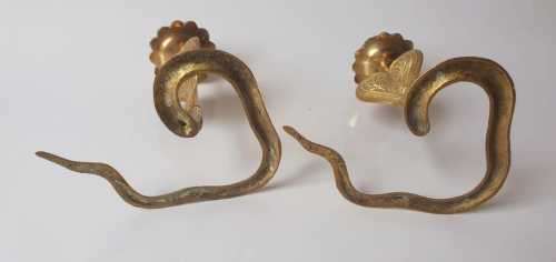 PAIR OF VINTAGE BRASS SERPENT SNAKES COBRA CANDLESTICK HOLDERS