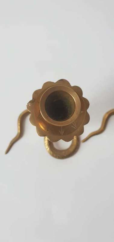 PAIR OF VINTAGE BRASS SERPENT SNAKES COBRA CANDLESTICK HOLDERS