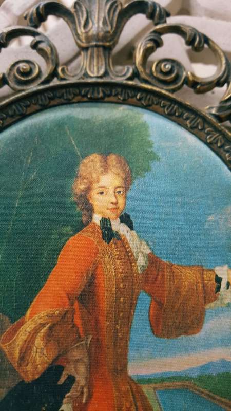 BEAUTIFUL VINTAGE BRASS ITALY FRAMED SILK PRINT