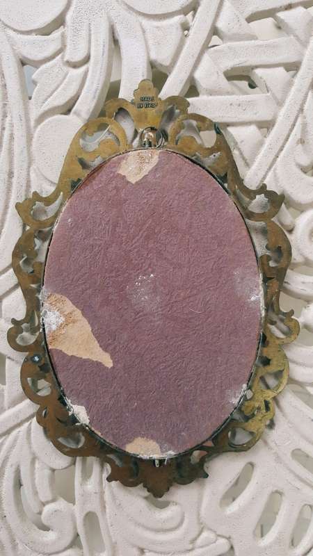 BEAUTIFUL VINTAGE BRASS ITALY FRAMED SILK PRINT