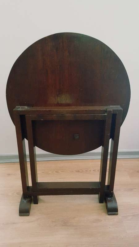 Antique Chinese handcarved wooden folding table (Chinese village/boat scene)