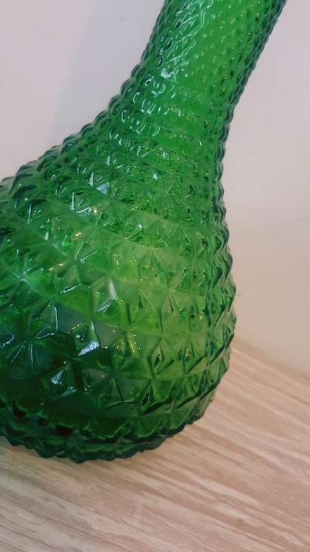 VINTAGE GREEN GENIE GLASS BOTTLE