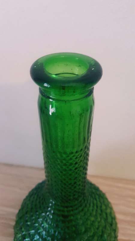 VINTAGE GREEN GENIE GLASS BOTTLE
