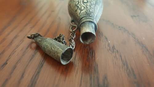 Old Silver plated Scent Perfume Bottle Chatelaine