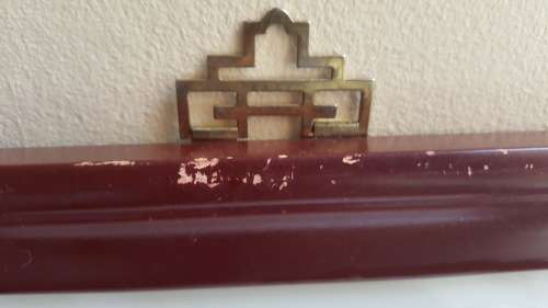 LARGE VINTAGE CHINESE STAMPED FRAMED HANDPAINTED TILE