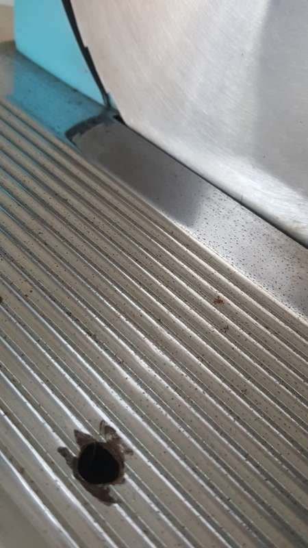 VINTAGE PINEWARE ENAMEL BLUE BREAD SLICER