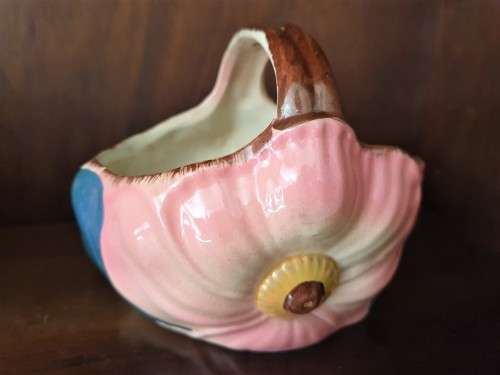 SOUTH AFRICAN LUCIA WARE BRIGHT COLOURFUL FLOWER PORCELAIN BASKET