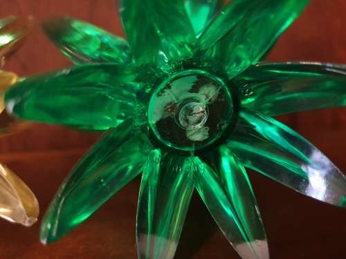 Vintage Friedel Ges Gesch Clear Plastic Lucite Flower Candle Holders Made In Western Germany