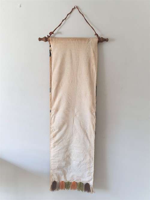 MID CENTURY ABSTRACT GIRL WALL HANGING WOOL TAPESTRY