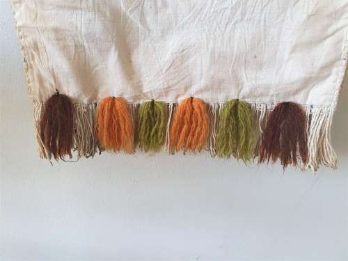 MID CENTURY ABSTRACT GIRL WALL HANGING WOOL TAPESTRY