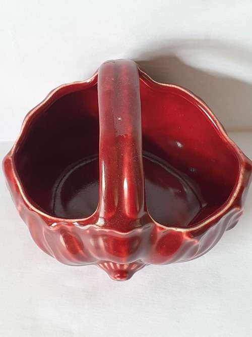 SOUTH AFRICAN LUCIA WARE BRIGHT RED FLOWER PORCELAIN BASKET
