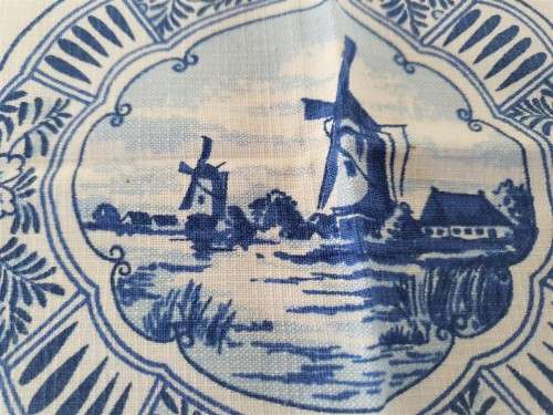 VINTAGE ROYAL DELFT WARE "DE PORCELEYNE FLES" BLUE & WHITE TRAY/TEA TOWEL